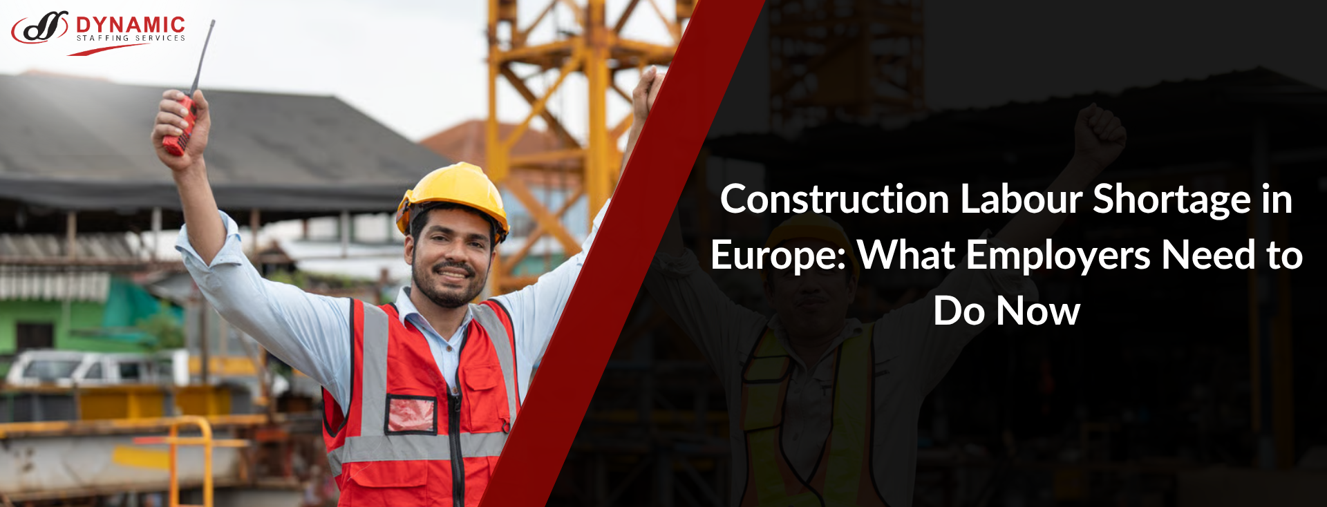 Foreign skilled tradesperson working on a European construction site to address labour shortages
