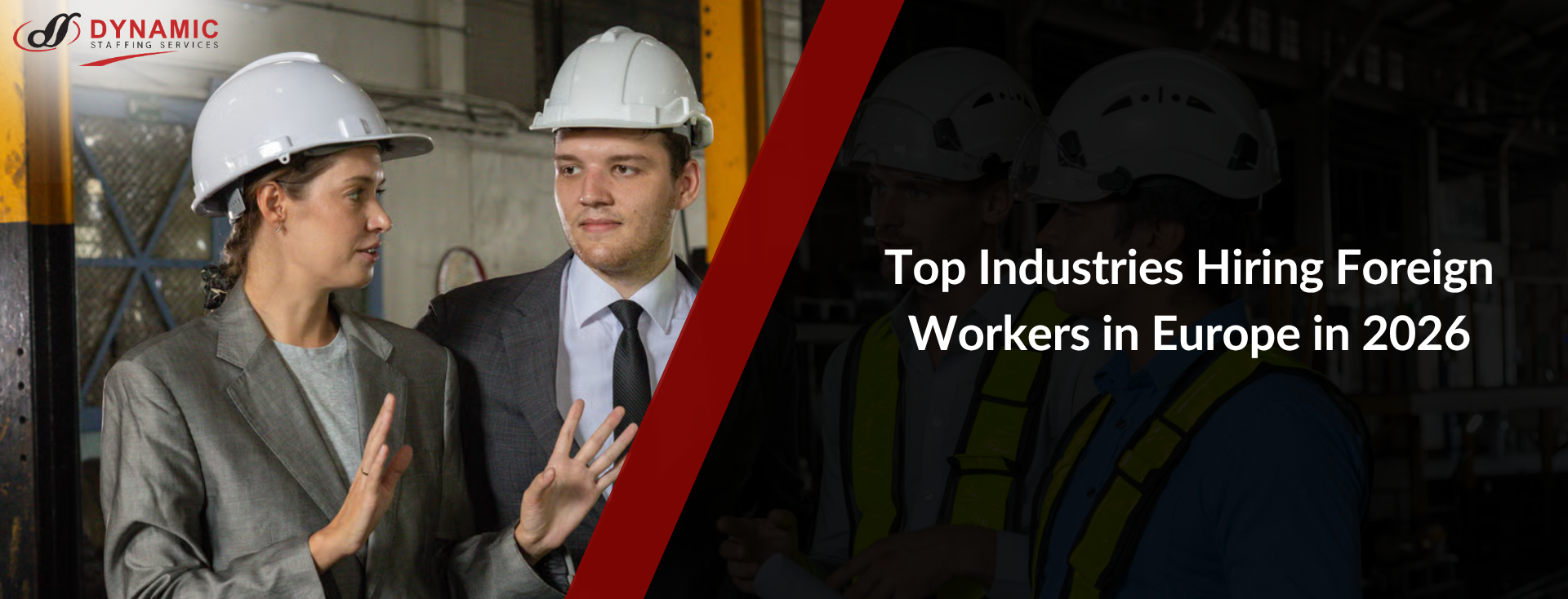 Foreign worker on a European construction site, one of the top industries hiring overseas talent in 2026